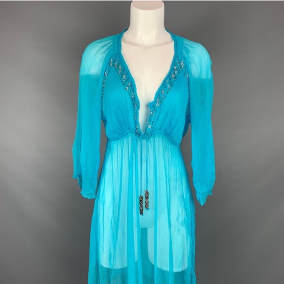 Delfina 100% Italian Silk Beaded Coverup - St Tropez & St. Barths Style - Picture 3 of 13